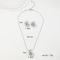 Water Drop Shape Necklace Stud Earrings Set For Woman Simple Fashion Jewelry