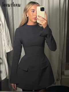 Elegant Long Sleeve Streetwear Bodycon Short Mini Dress