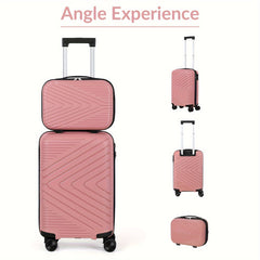 2pcs Ultra-Lightweight Carry-On Luggage Set with Cosmetic Bag - Durable ABS Material, Sturdy Aluminum Alloy Handle, and Smooth Rolling Wheels for Easy Travel