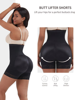 Elegant Women's Shapewear Shorts with Ring Detail - Nylon & Spandex, Tummy Control & Butt Lifting, Solid Color