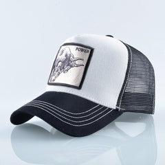 Casual Polyester Baseball Cap with Embroidered Bull, Breathable Mesh Back, for Men, Outdoor Sports Sun Protection Hat