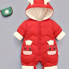 Infant Reindeer Hooded Snowsuit, Unisex Toddler Winter Padded Coat