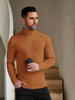 ELESOL Men's Thermal Fleece-Lined Turtleneck - Breathable, Windproof Long Sleeve Shirt