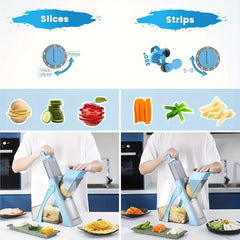 Multifunctional Metal Vegetable Cutter S3 - 1 Set Foldable Peeler with Adjustable Blade for Shredding, Slicing, Dicing - Easy Storage & Cleaning Kitchen Tool