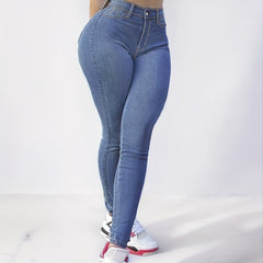 Plus Size Skinny Jeans Stretch Washing Blue Leggings Pants