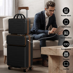 2pcs Luggage Sets, Carry On Luggage 20 In Suitcase Port Spinner Wheels, Hardshell Lightweight