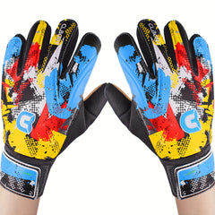 Non-Slip Double Wrist Protection Soccer Goalkeeper Gloves, Graffiti Style, Hand Grip Super