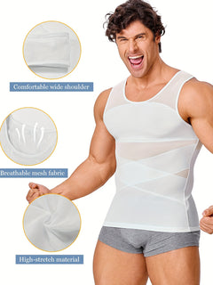 Solid Men's Compression Tank Top - Sleeveless Undershirt Body Shaper Vest