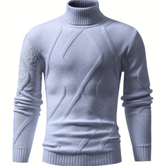 Mens Fashionable Solid Knitted Pullover - Comfortable & Ultra-Stretchy Long Sleeve Turtle Neck Top - Perfect for Urban Adventures, Leisurely Strolls & Outdoor Activities