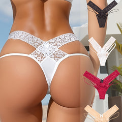 4 Piece Set Low Waist Fashion Panties, Women's Sexy Erotic Charm Design Underpants