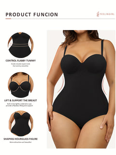 Elegant Women's Shapewear Bodysuit - Seamless Tummy Control & Butt Lifting, Nylon/Spandex Blend, Hand Washable