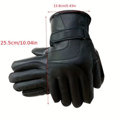 Cozy Fleece-Lined Faux Leather Gloves - Warm, Water-Resistant & Touchscreen Compatible - Stylish Winter Accessory for Men and Women