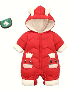 Infant Reindeer Hooded Snowsuit, Unisex Toddler Winter Padded Coat