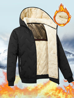 Men's Winter Fleece-Lined Hooded Jacket & Pants Set - Casual, Warm Outdoor Gear with Zipper Pockets