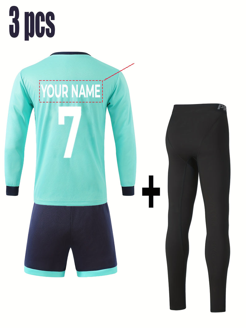 3-Pack Boys' Soccer Kit (Goalkeeper's jersey) with Custom Name & Long Sleeve