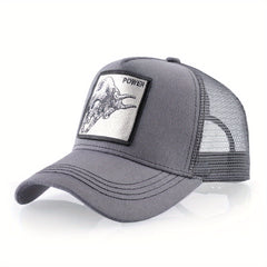 Casual Polyester Baseball Cap with Embroidered Bull, Breathable Mesh Back, for Men, Outdoor Sports Sun Protection Hat