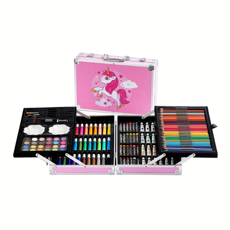 145pcs/set Double-layer Aluminum Box Painting Pen Set, Watercolor Pen, Painting Art Set Gift Box