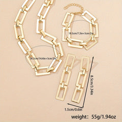 1 Set Simple and Versatile Retro Fashion Chain Buckle Necklace, Bracelet and Earrings