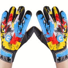 Non-Slip Double Wrist Protection Soccer Goalkeeper Gloves, Graffiti Style, Hand Grip Super