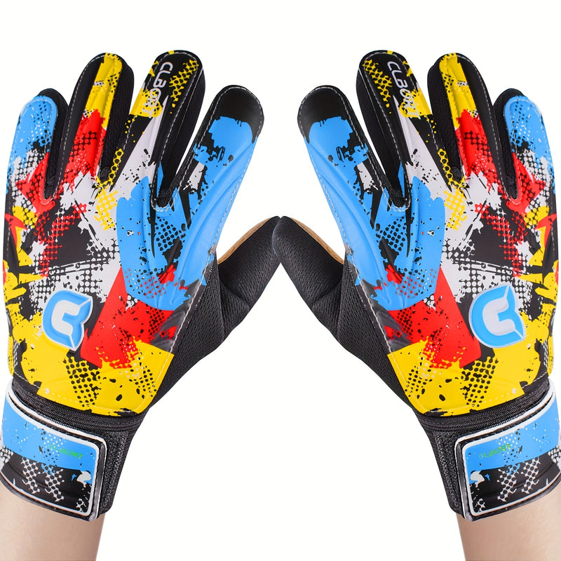 Non-Slip Double Wrist Protection Soccer Goalkeeper Gloves, Graffiti Style, Hand Grip Super